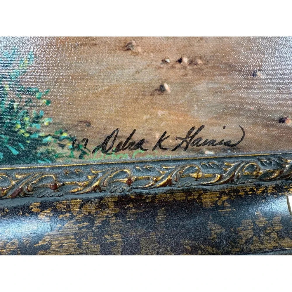 Debra K Harris Original Oil Painting Tropical‎ Beach Psalm 23:2 Ornate 28x22